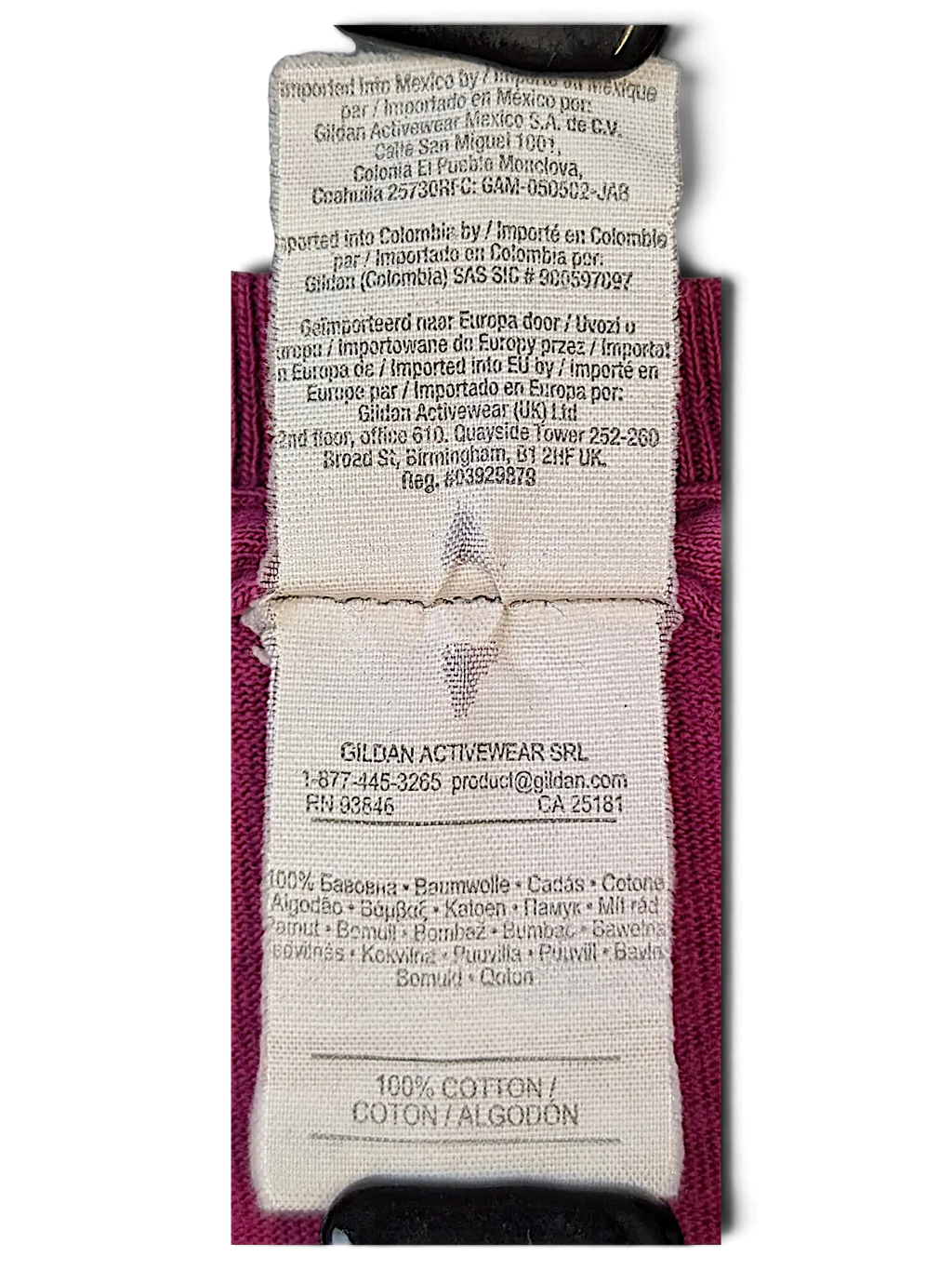 JAKE & IPI IBE Diggers Gym T-Shirt interior fabric care label showing 100 percent cotton composition