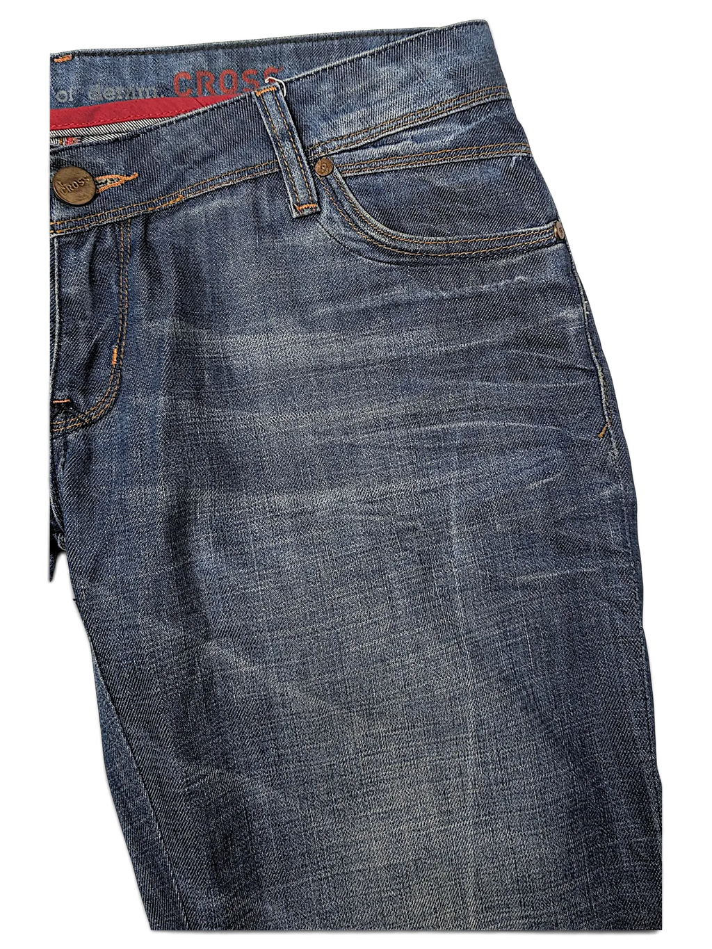 JAKE & IPI Cross Jeanswear co blue denim jeans with a faded wash and classic five-pocket design