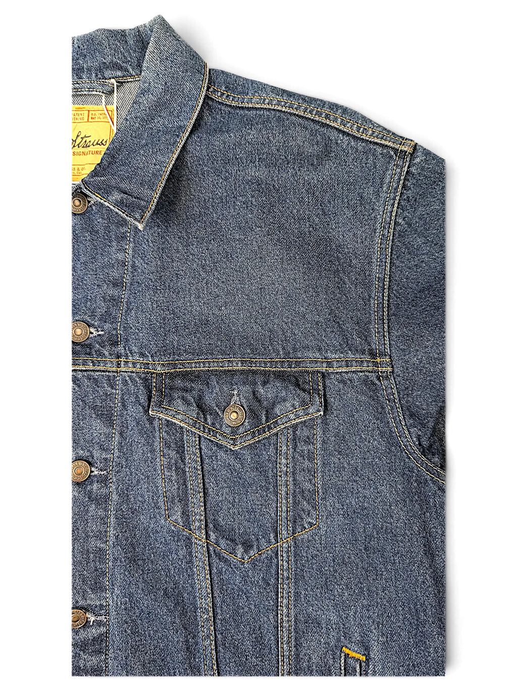 JAKE & IPI Levi Strauss Signature dark blue denim jacket with contrast stitching and chest pocket detail