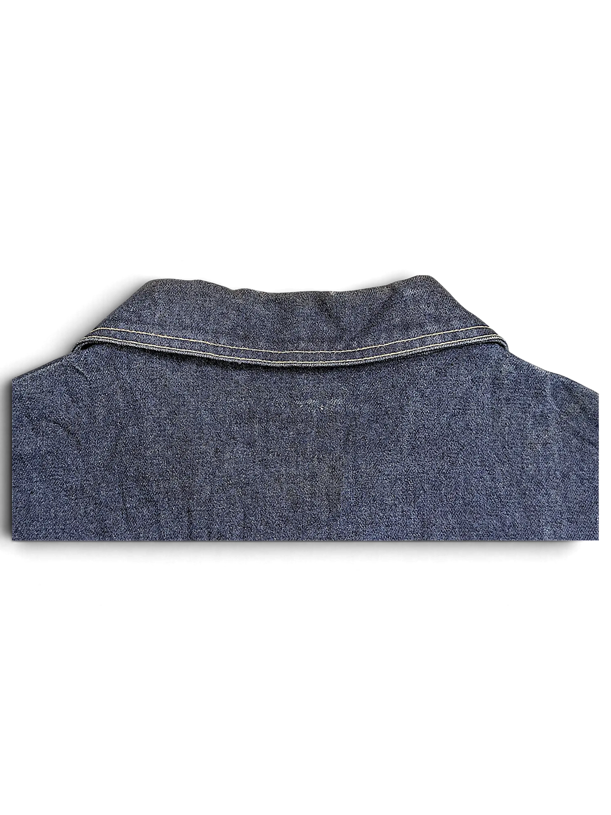 JAKE & IPI dark blue denim vest featuring a classic collar and contrast stitching detail.