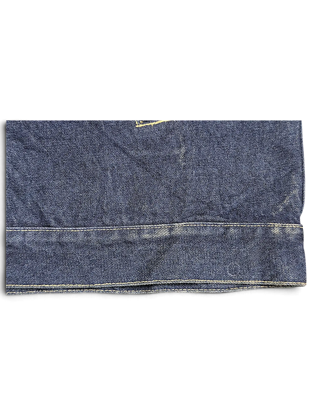 JAKE & IPI dark blue denim vest featuring a sturdy hem and classic contrast stitching