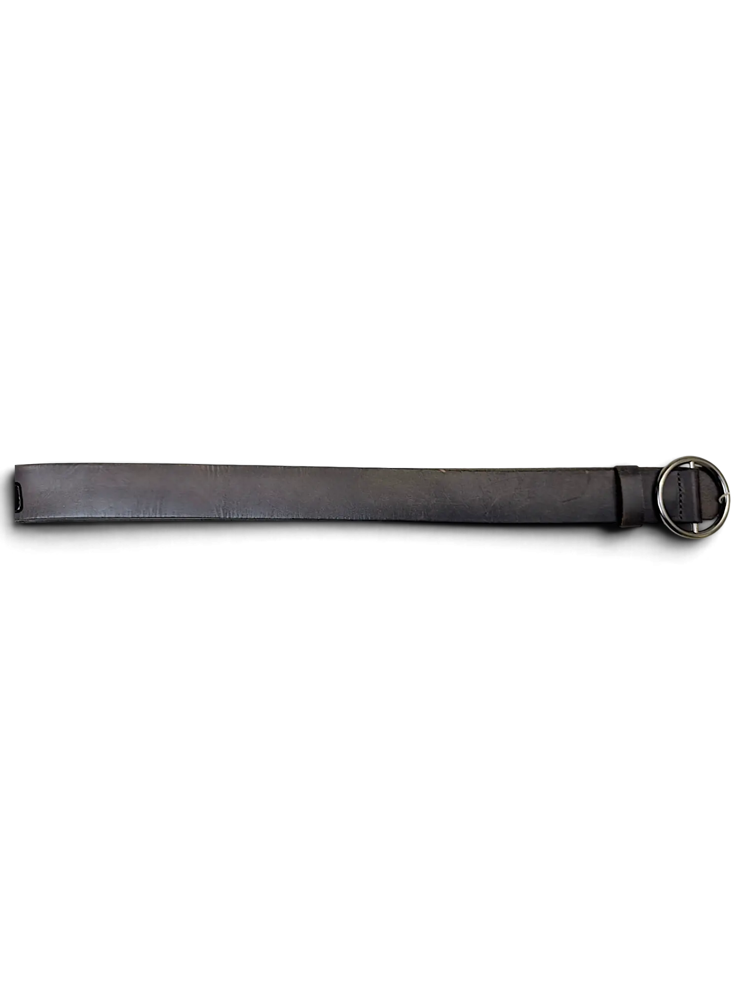 JAKE & IPI Marc O'Polo dark brown leather belt with a circular silver-tone metal buckle