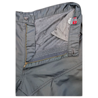 JAKE & IPI Cower dark green cargo pants featuring a metal zipper fly, button closure, and interior brand label.