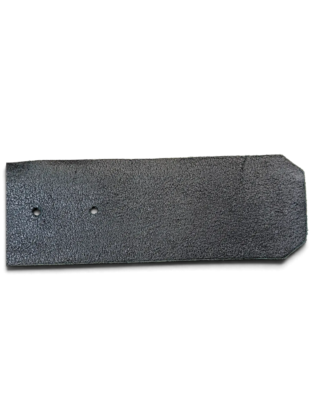 Close-up of a JAKE & IPI dark green textured leather belt strap with visible stitching holes