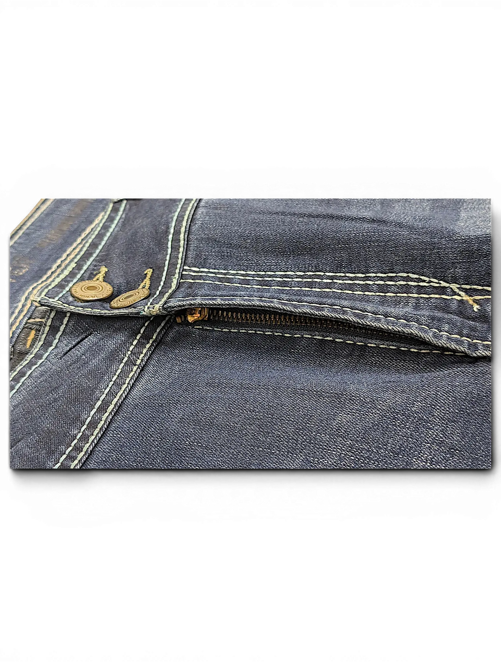 JAKE & IPI Wallflower Plus Long 20 dark wash denim jeans featuring contrast stitching and a double button fly closure.