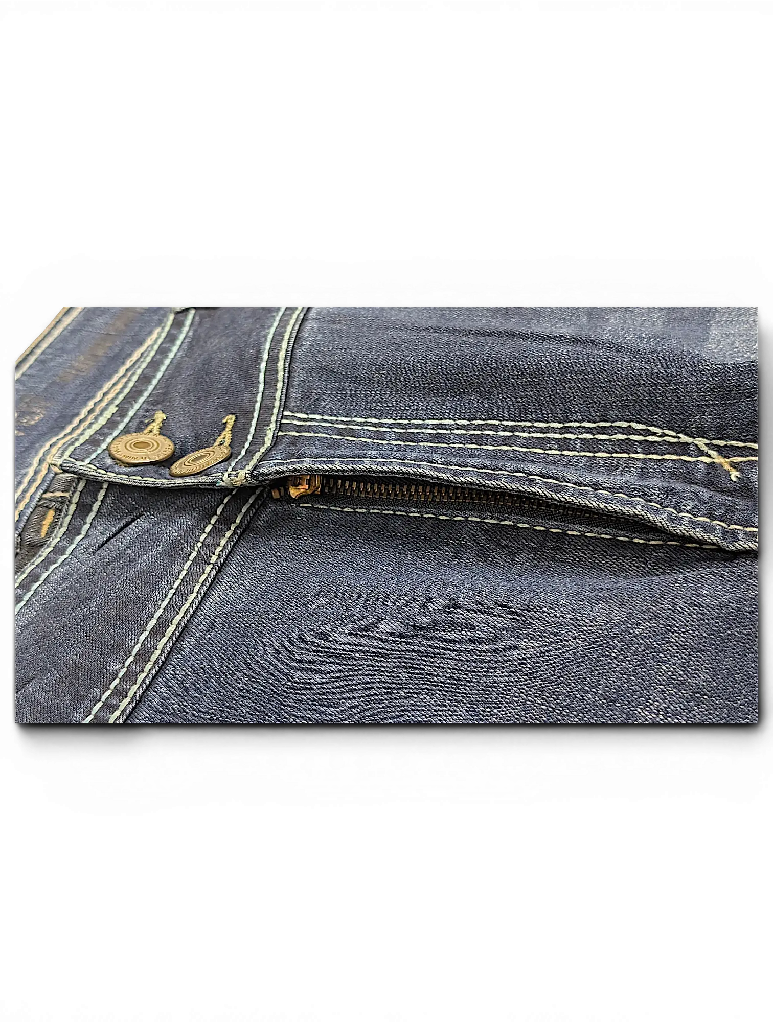 JAKE & IPI Wallflower Plus Long 20 dark wash denim jeans featuring contrast stitching and a double button fly closure.