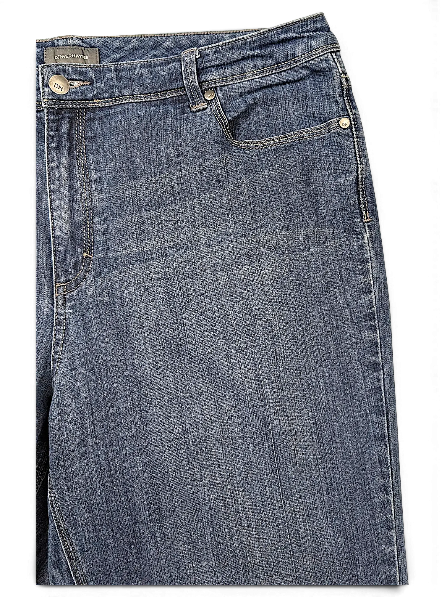 JAKE & IPI Denver Hayes blue denim jeans with classic five-pocket styling and metal button closure