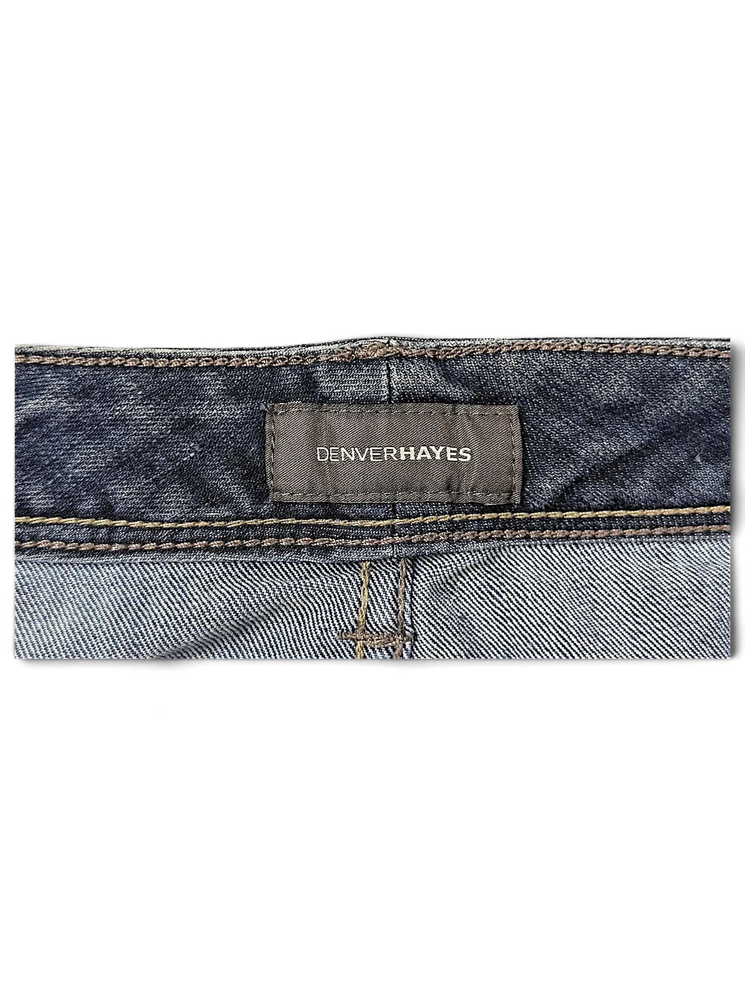 JAKE & IPI Denver Hayes dark wash denim jeans featuring a branded back waistband label with contrast stitching