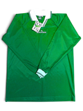 JAKE & IPI deadstock 1990s Diadora Roma green and white long-sleeve football shirt, front view