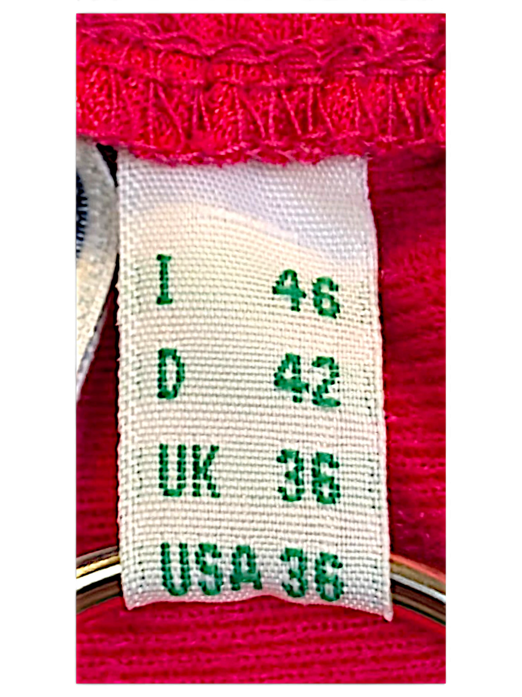 JAKE & IPI Diadora pink track pants size label showing international sizing 46 42 36