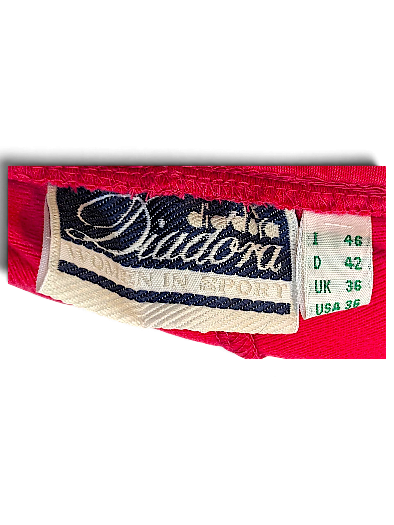 JAKE & IPI pre-owned Diadora pink track pants size 46 label detail showing polyester fabric and brand logo