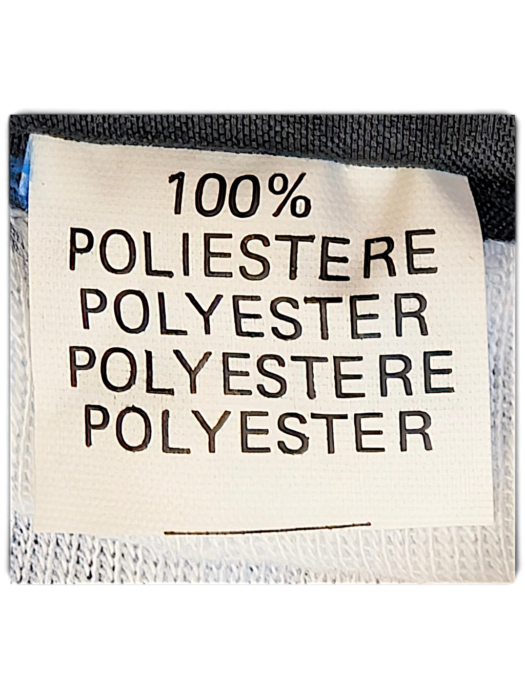 JAKE & IPI Diadora Real football shorts composition label showing 100% polyester