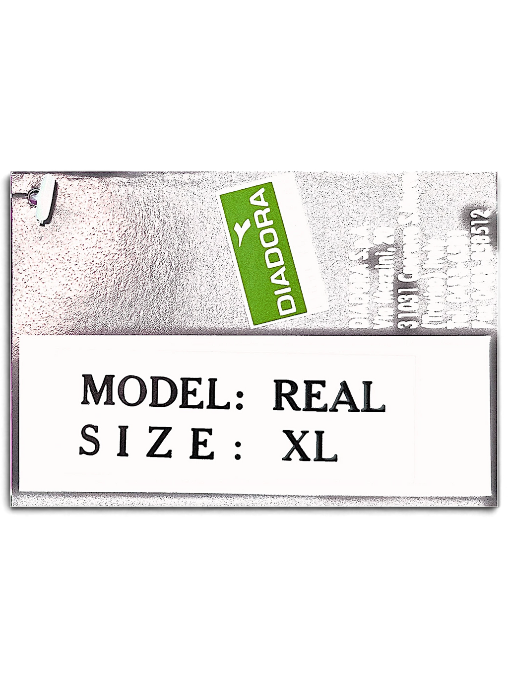 JAKE & IPI Diadora product tag showing Real model and size XL