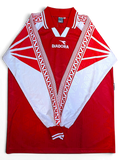 JAKE & IPI deadstock 1990s Diadora Grit red and white long-sleeve football jersey, front view