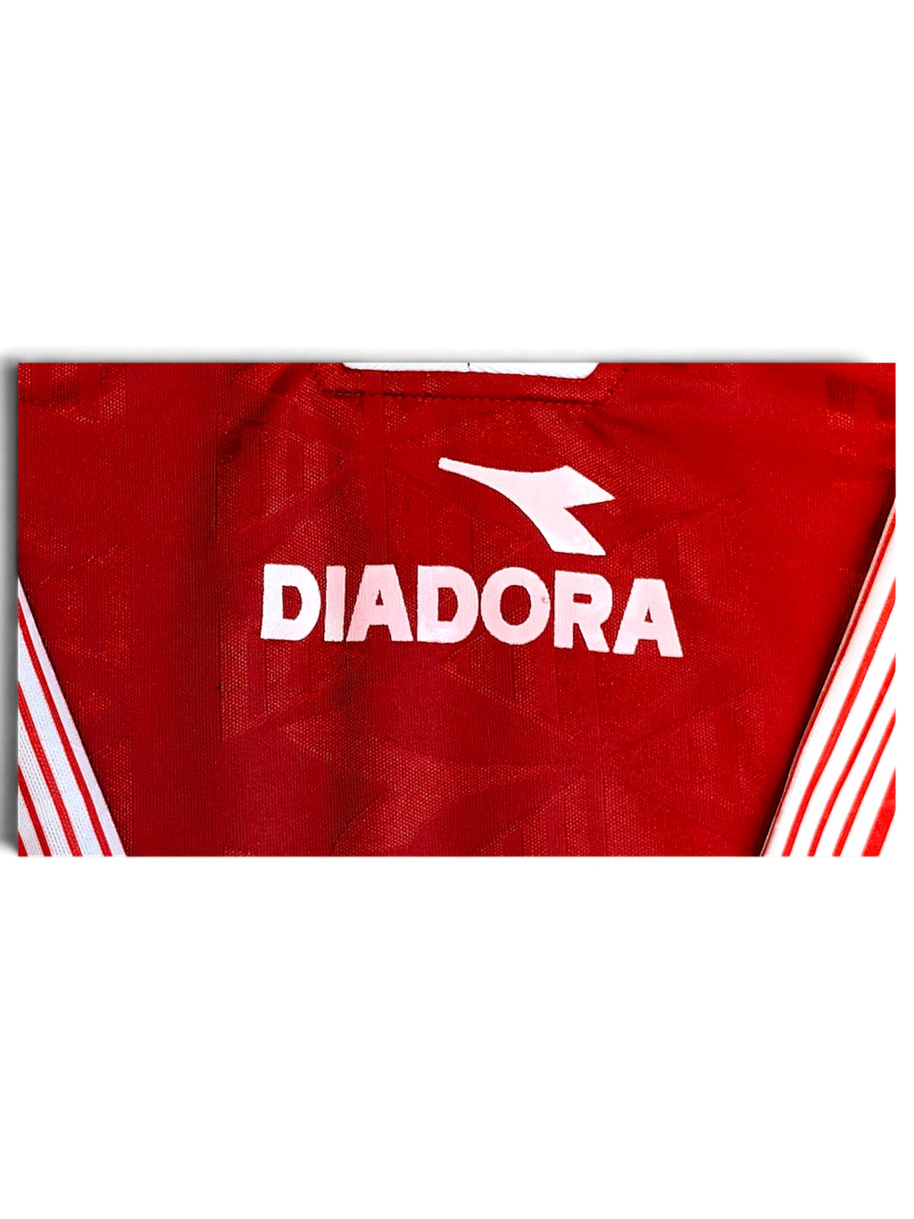 JAKE & IPI Diadora Grit red football jersey with embroidered chest logo and tonal geometric fabric