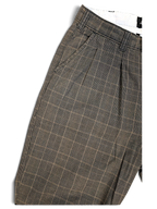 JAKE & IPI Dickies grey plaid pleated trousers with a relaxed fit and front pleat detail.