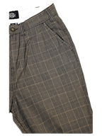JAKE & IPI pre-owned Dickies grey plaid pleated trousers with a relaxed fit and button closure.