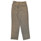 Back view of JAKE & IPI Dickies grey plaid pleated trousers with a relaxed leg and buttoned back pockets.