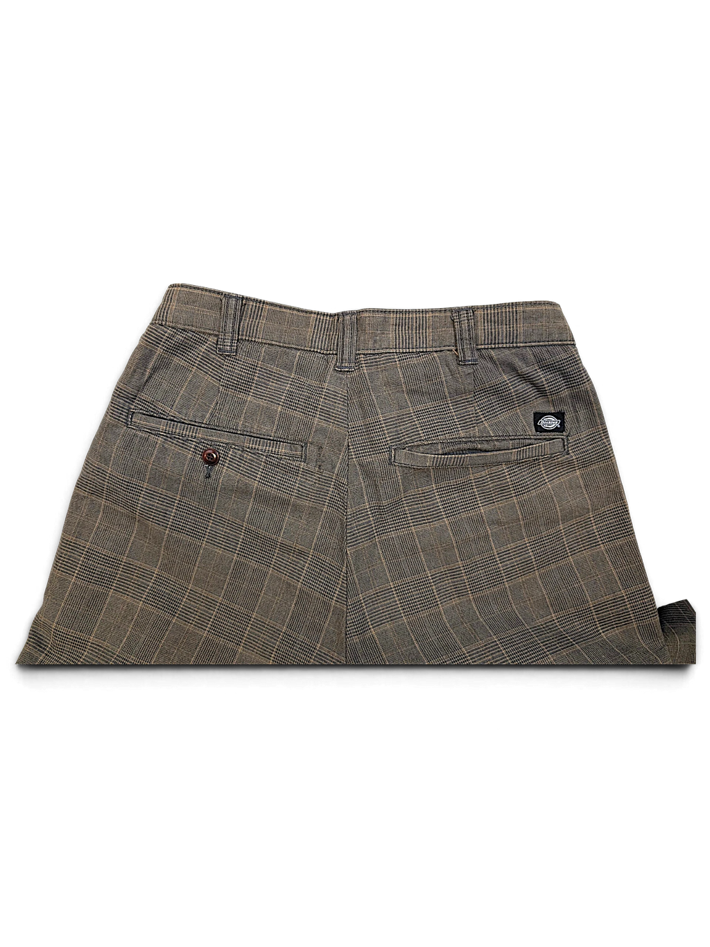 JAKE & IPI pre-owned Dickies grey plaid trousers featuring back pockets and a classic relaxed fit.