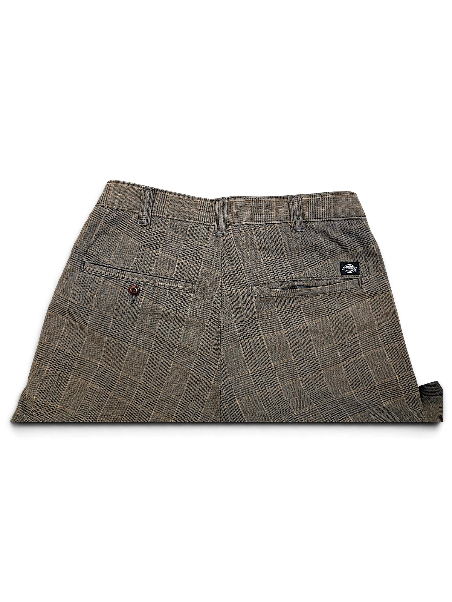 JAKE & IPI pre-owned Dickies grey plaid trousers featuring back pockets and a classic relaxed fit.