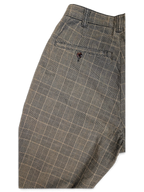JAKE & IPI pre-owned Dickies grey plaid pleated trousers featuring a classic buttoned back pocket detail.