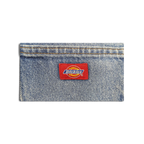 JAKE & IPI Dickies jeans featuring a classic red brand logo patch stitched onto blue denim fabric.