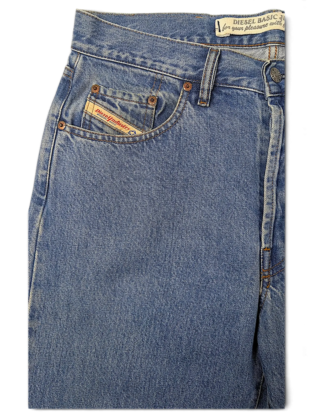 JAKE & IPI Diesel Basic blue denim jeans with classic five-pocket construction and branded coin pocket detail
