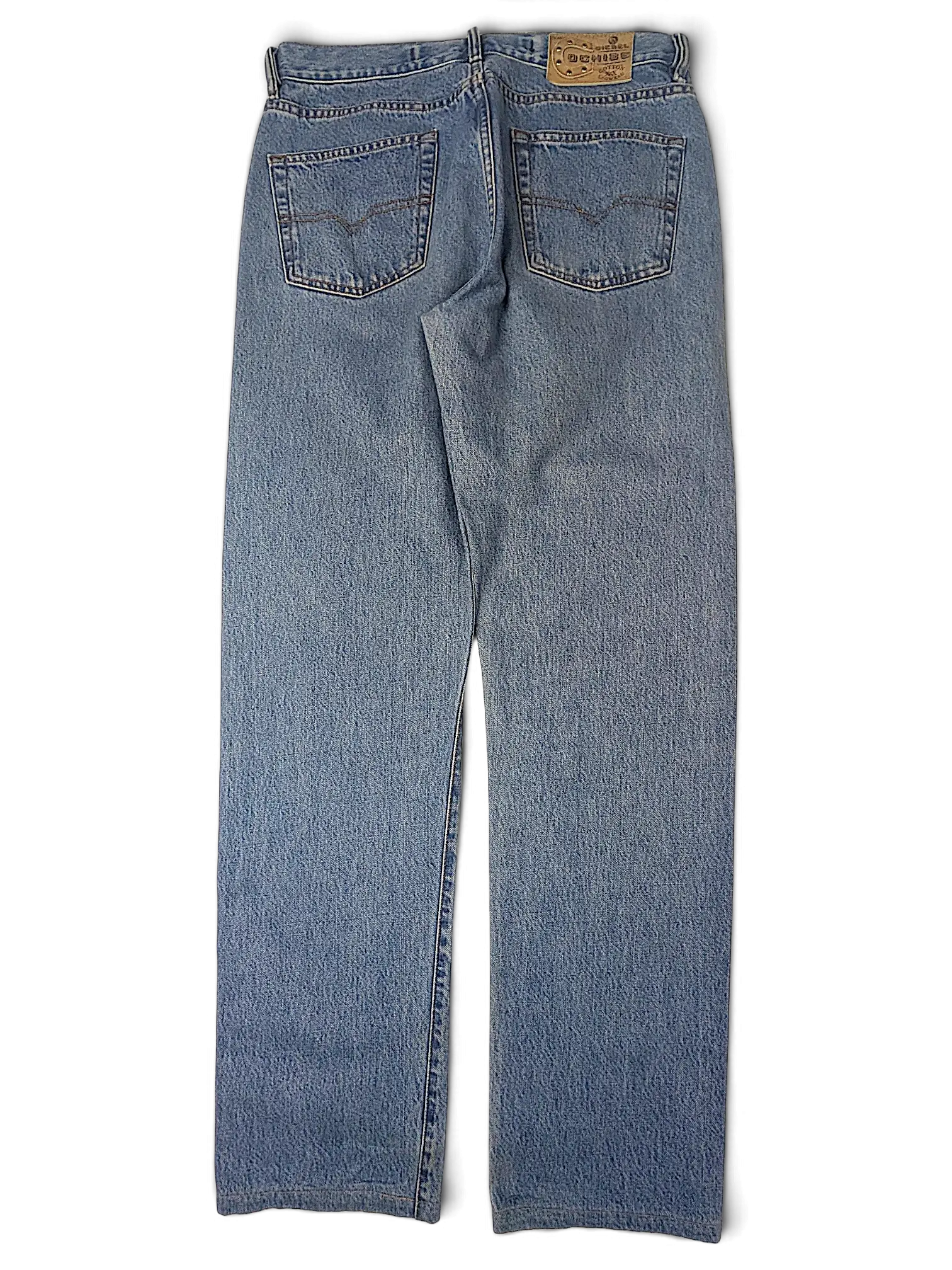 JAKE & IPI Diesel Basic blue denim jeans with classic five-pocket construction, back view.