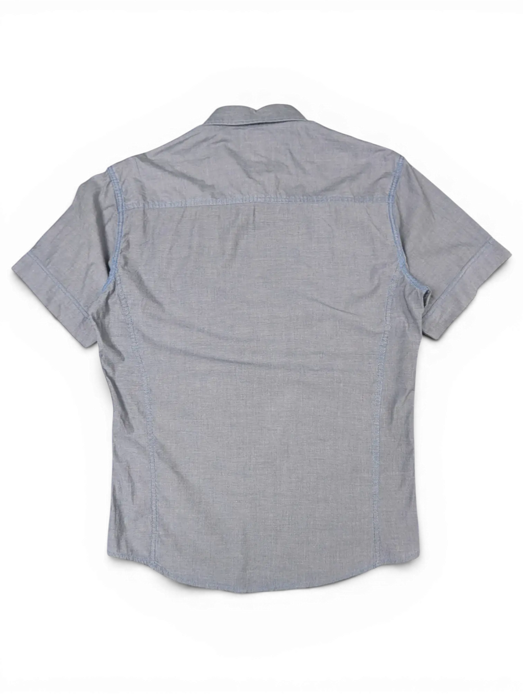 Back view of a JAKE & IPI pre-owned Diesel charcoal grey short sleeve button-front shirt with visible stitching.
