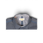 JAKE & IPI pre-owned Diesel charcoal grey short sleeve button-front shirt with a blue and white checked inner collar.