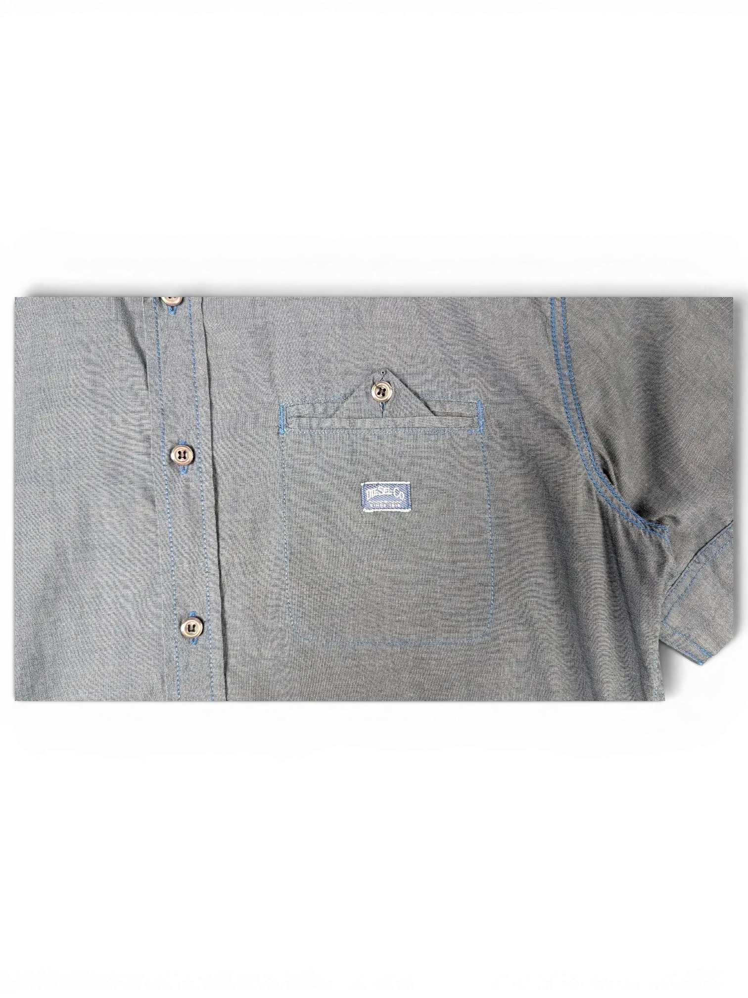 JAKE & IPI pre-owned Diesel charcoal grey short sleeve button-front shirt with chest pocket and blue contrast stitching