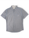 JAKE & IPI pre-owned Diesel charcoal grey short sleeve button-front shirt with chest pocket and checked inner collar
