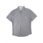 JAKE & IPI pre-owned Diesel charcoal grey short sleeve button-front shirt with chest pocket and checked inner collar