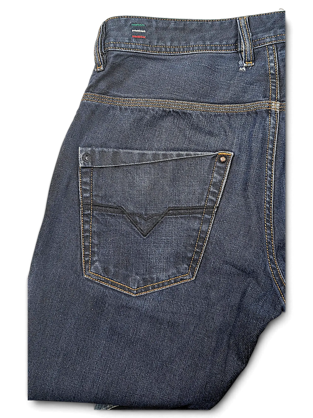 JAKE & IPI Diesel Krooley dark wash denim jeans featuring a classic five-pocket design and contrast stitching.