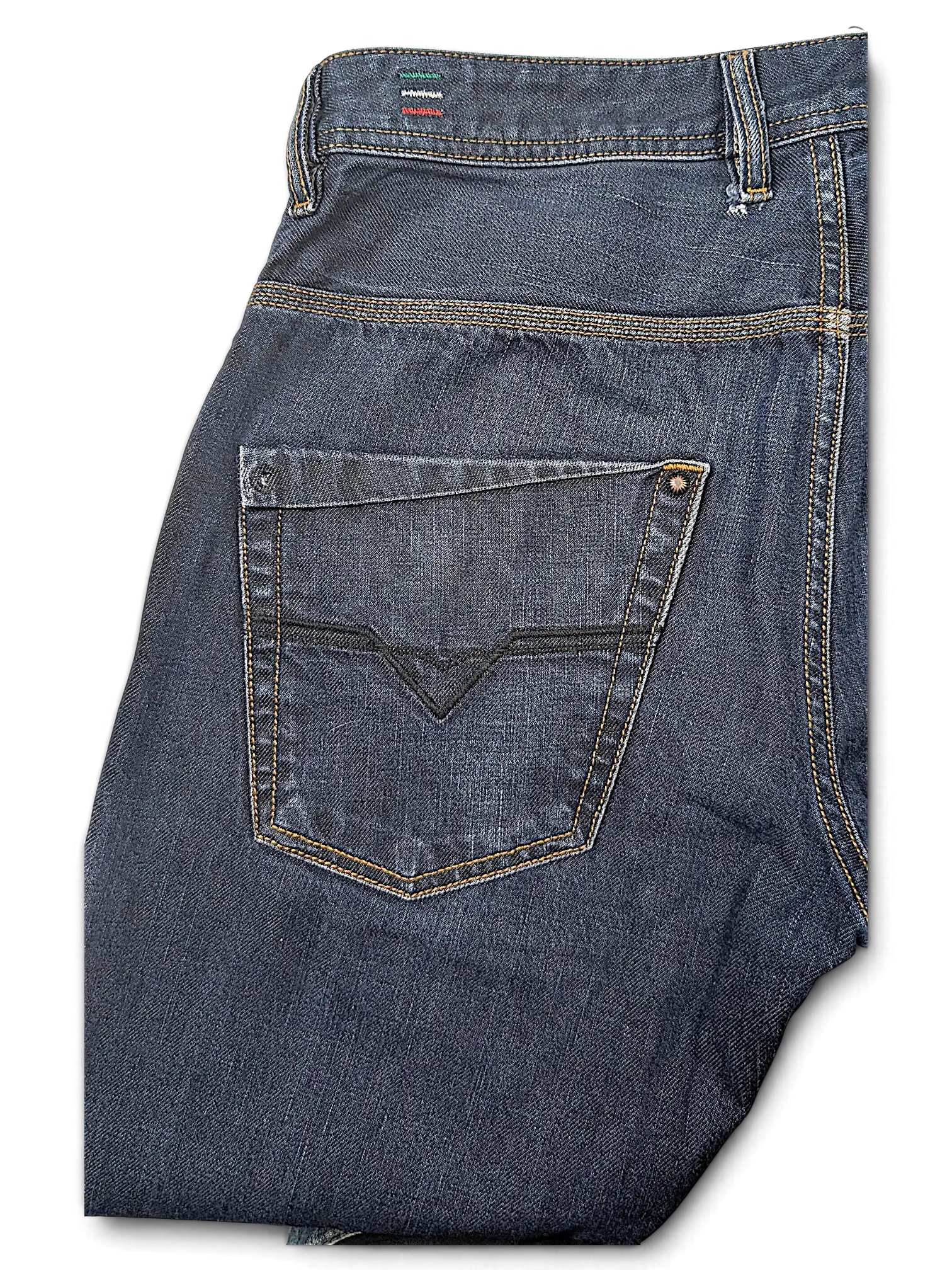 JAKE & IPI Diesel Krooley dark wash denim jeans featuring a classic five-pocket design and contrast stitching.