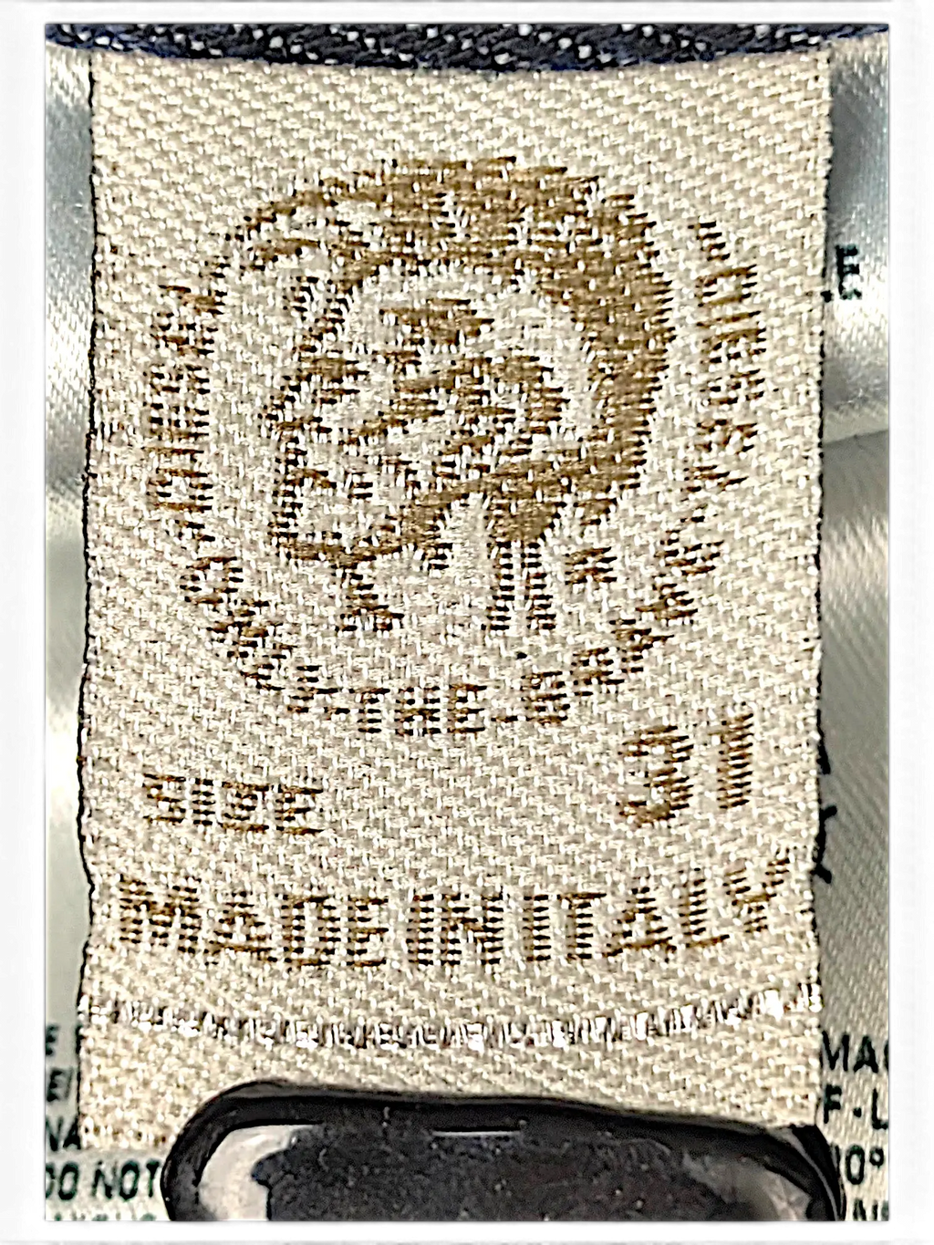 JAKE & IPI Diesel Larkee jeans interior care label showing size 31 and Made in Italy branding