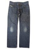 JAKE & IPI Diesel Larkee dark wash denim jeans with classic five-pocket construction and faded knee detail.