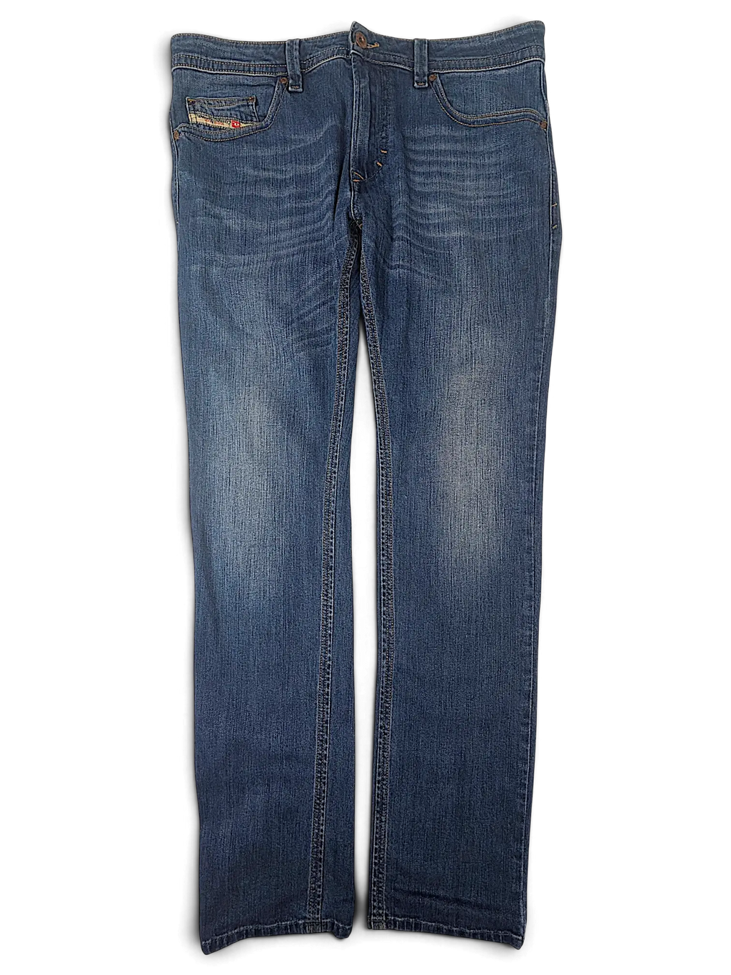 JAKE & IPI Diesel Thavar blue denim jeans with a classic five-pocket construction and faded wash finish.