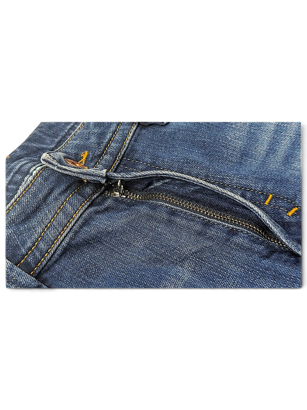 JAKE & IPI Diesel Thavar blue denim jeans featuring a metal zipper fly and contrast orange stitching detail.