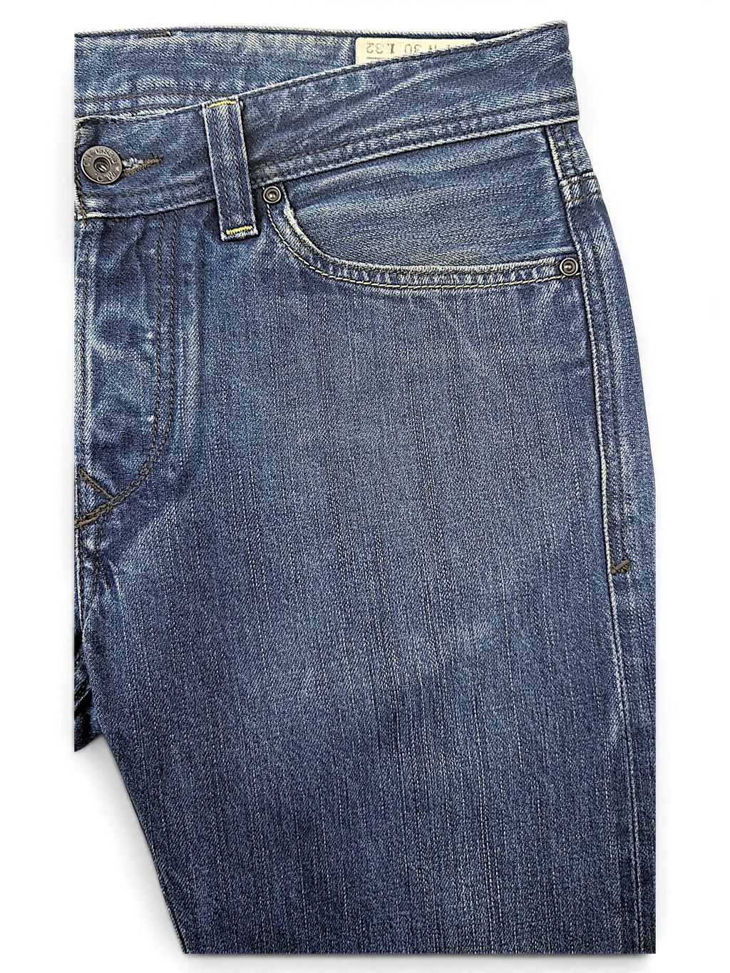 JAKE & IPI Diesel Vikerback blue denim jeans featuring a classic five-pocket construction and button fly closure.