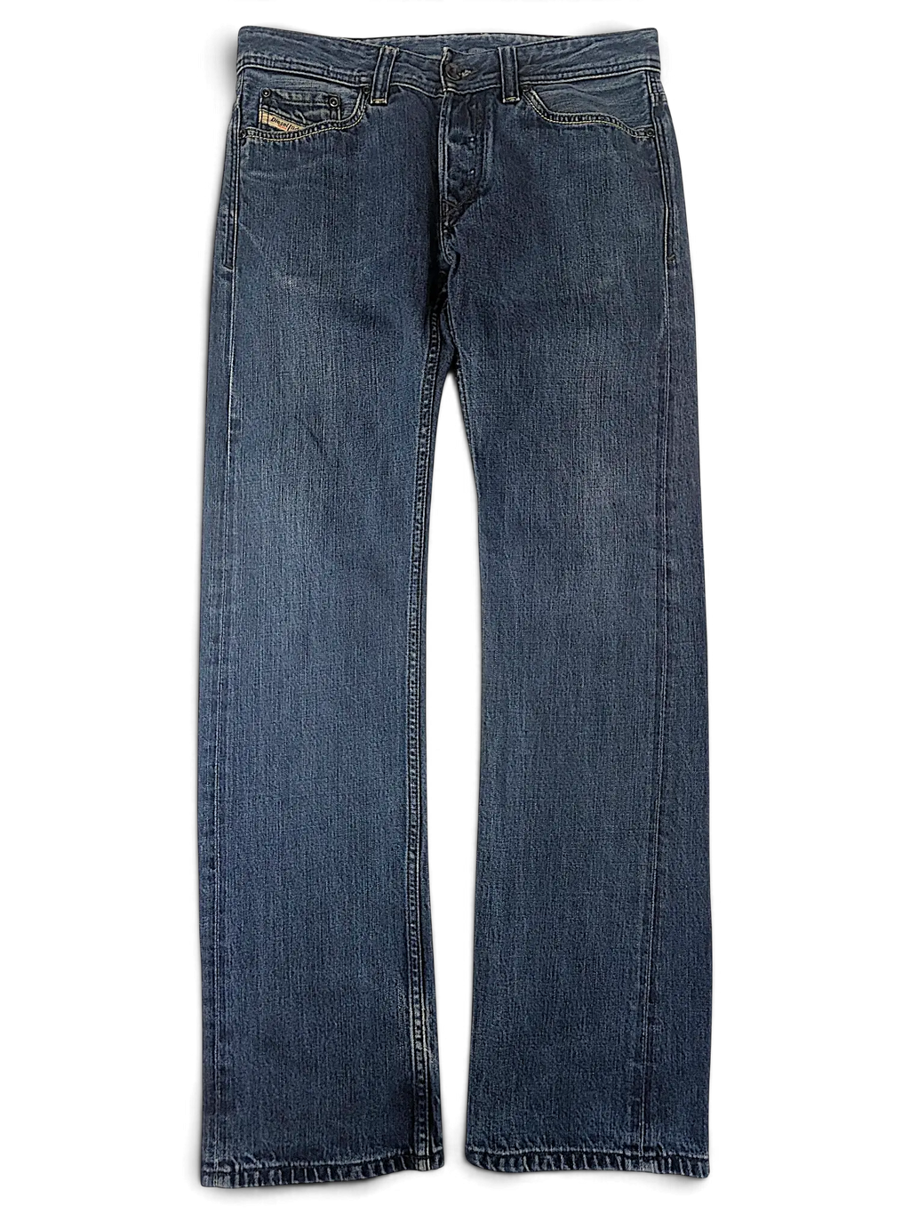 JAKE & IPI Diesel Vikerback blue denim jeans with classic five-pocket construction and straight leg fit.