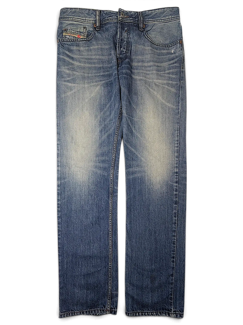 JAKE & IPI Diesel Waykee blue denim jeans with a classic five-pocket construction and faded wash finish.