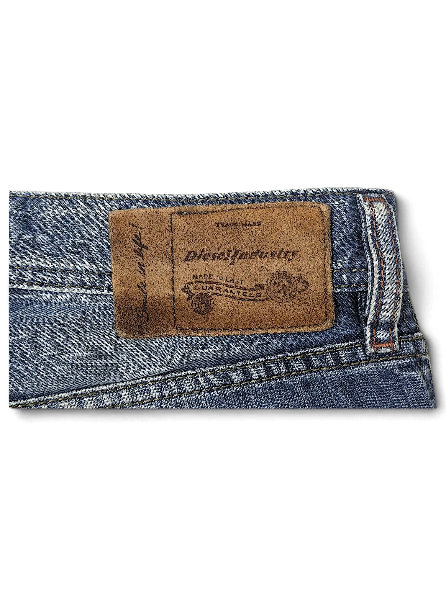 JAKE & IPI Diesel Waykee jeans featuring a brown leather branded patch on the back waistband with classic denim detail