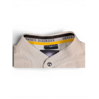 JAKE & IPI beige Disorder Richmond utility shirt featuring a stand collar with branded interior trim and snap buttons