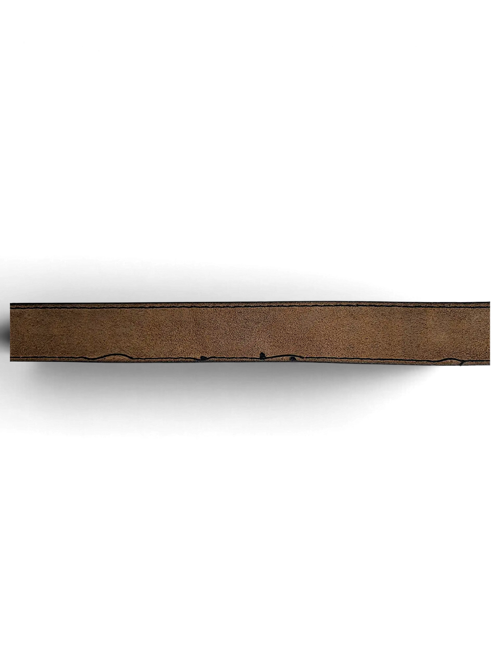 JAKE & IPI distressed black leather belt with visible stitching, handcrafted in Italy.