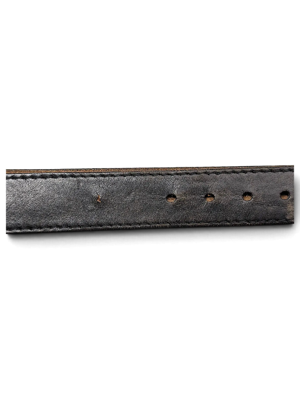 JAKE & IPI black leather belt with a distressed finish and visible stitching details