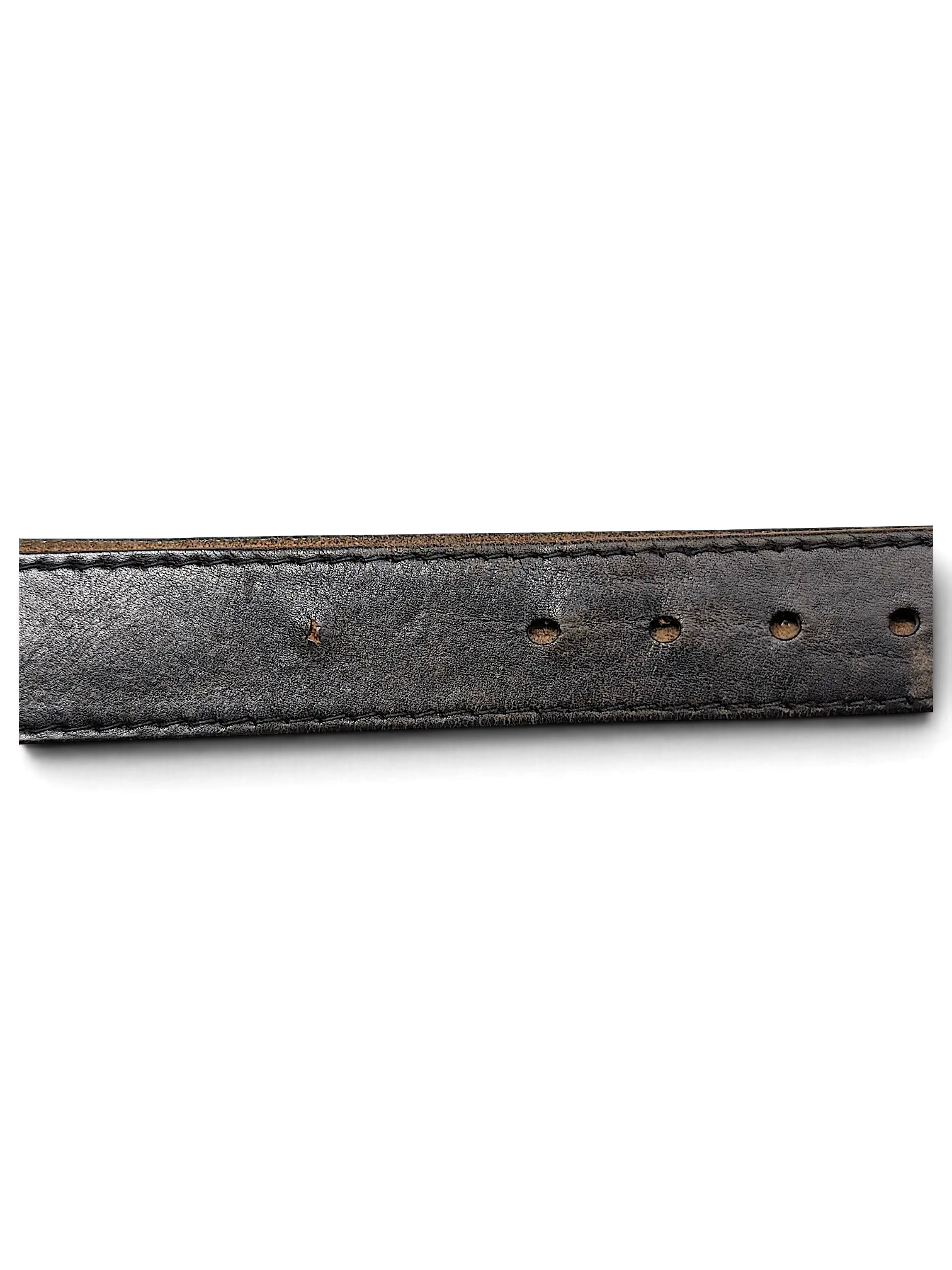 JAKE & IPI black leather belt with a distressed finish and visible stitching details