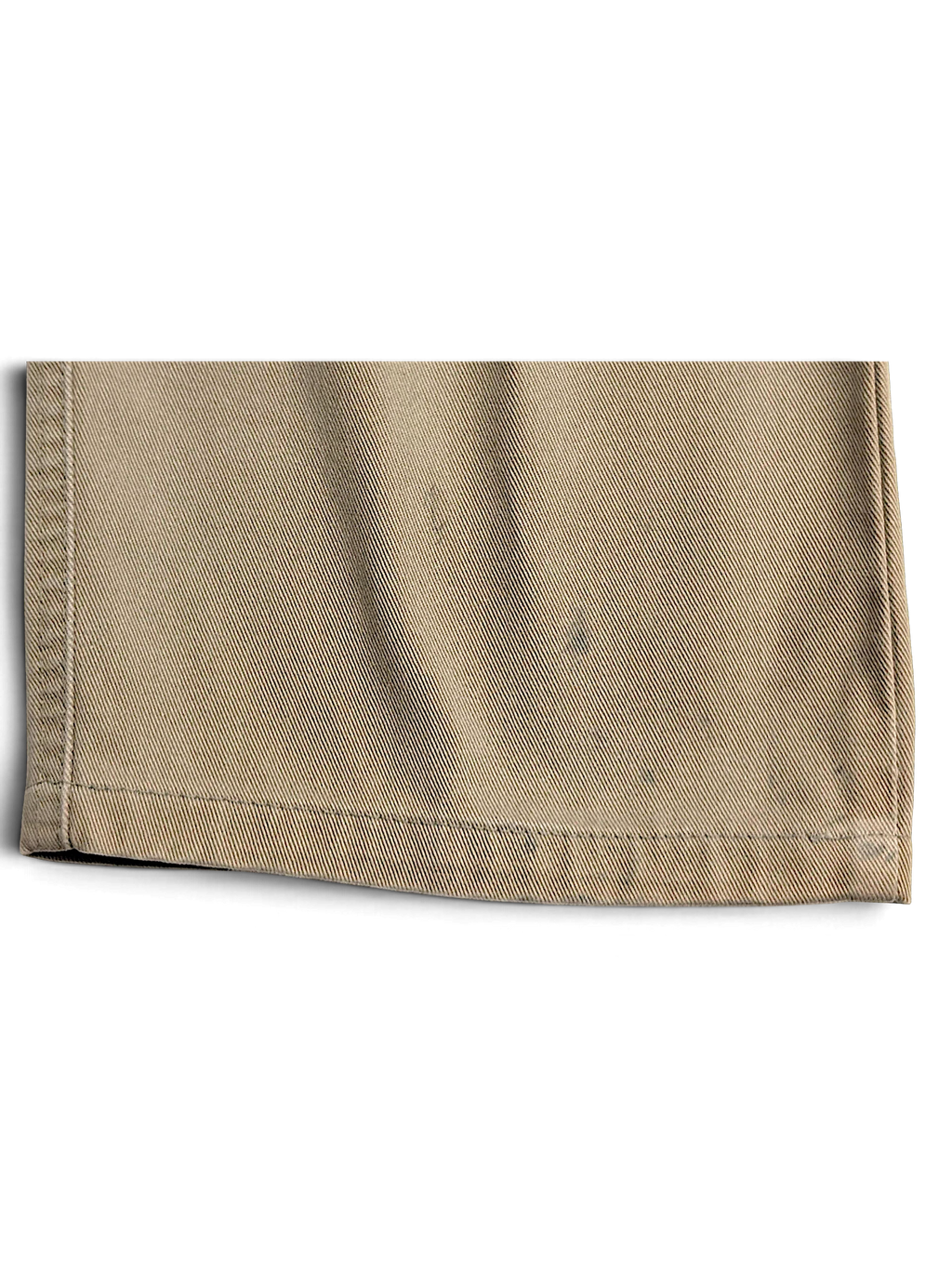 JAKE & IPI pre-owned Dockers beige cotton chino pant leg showing visible staining near the hem