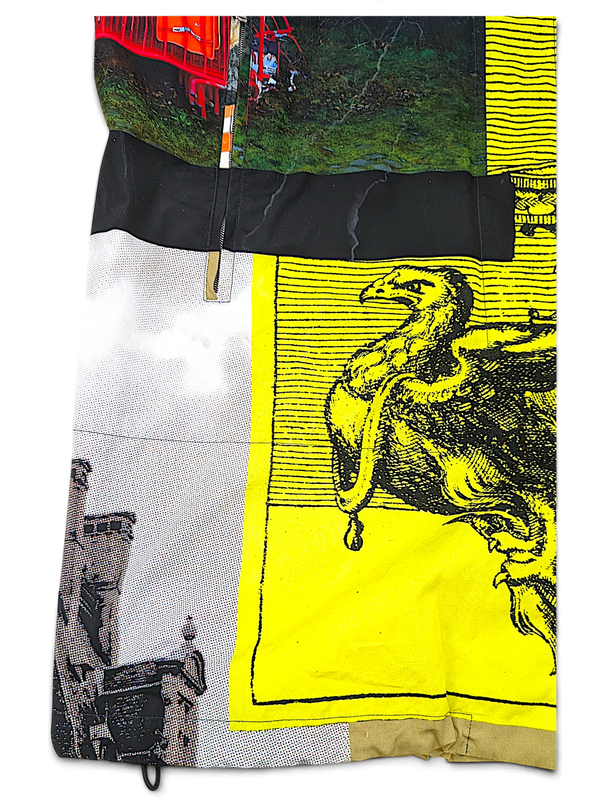Dries Van Noten parka yellow-and-black graphic print detail