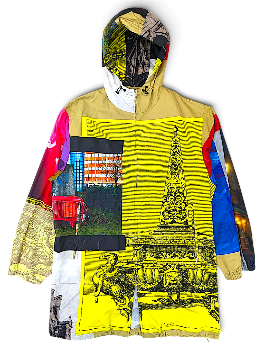 Dries Van Noten multicolour photographic-print hooded parka from Ibe's archive, front view